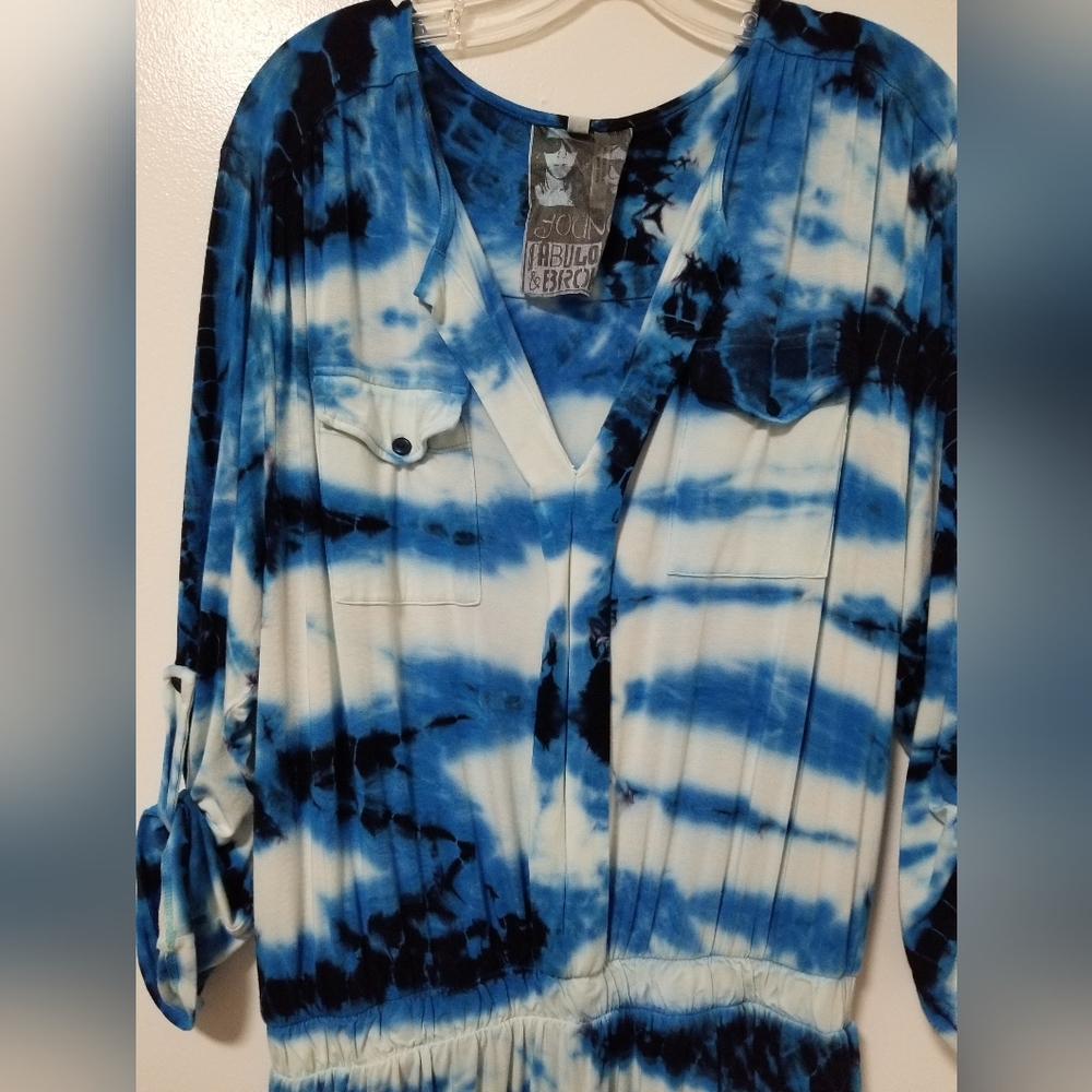Young Fabulous And Broke Malik Blue Tie Dye Jersey Romper Size Large - Picture 8 of 15
